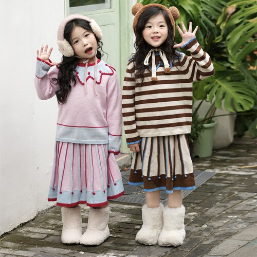 Little Dua perla FW25新款秋冬纯羊毛针织上衣半身裙套装