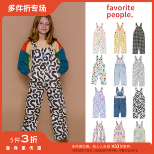 people 5件3折 Little家现货 favorite FW23秋冬儿童印花背带长裤