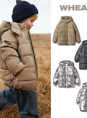 75Z Little现货 丹麦WHEAT  FW25秋冬儿童中长款保暖连帽棉服