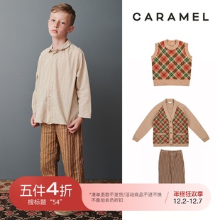 裤 54Little家 SS23春夏儿童复古格子马甲开衫 Caramel 子 英国