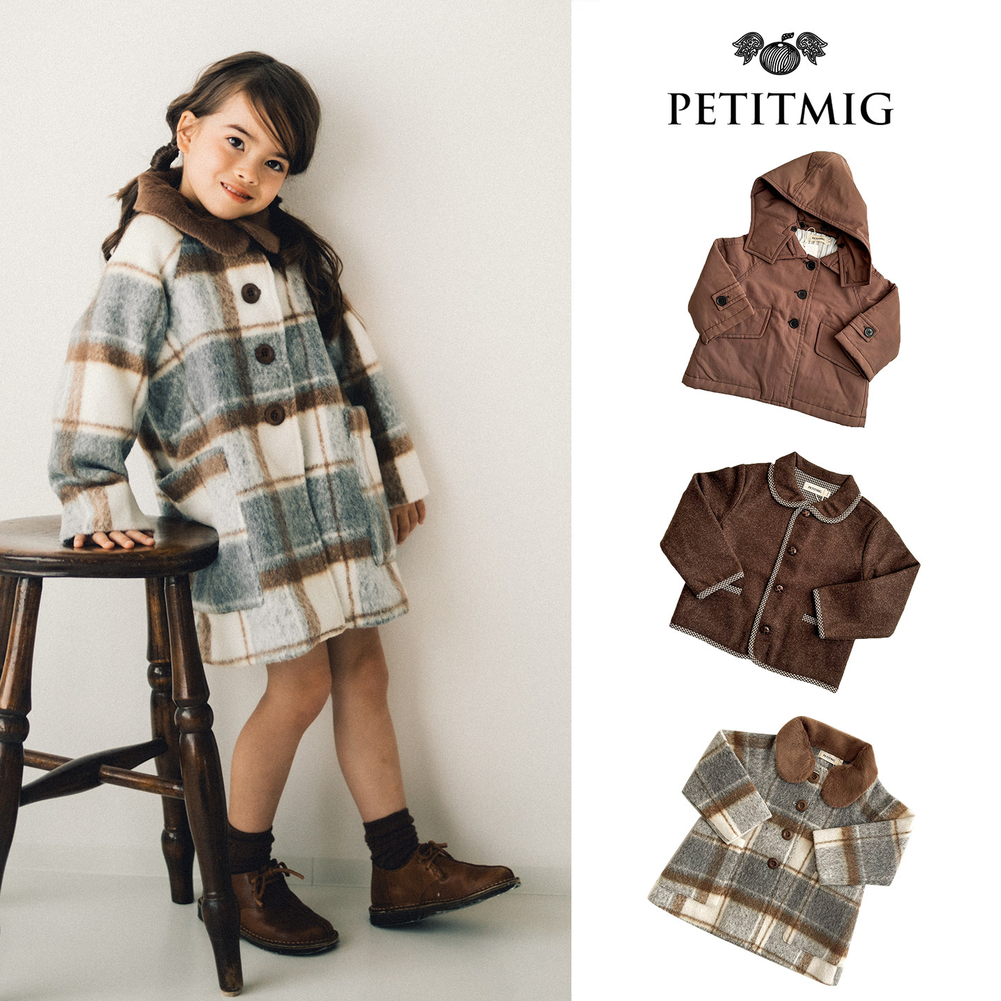 Little现货 日本Petitmig FW26秋冬男女宝夹克外套风衣