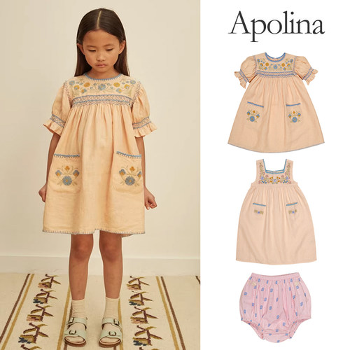 6ZLittle现货 英国APOLINA SS26女宝刺绣连衣裙公主裙花苞裤