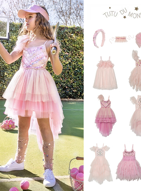 65Z Little现货TUTU DU MONDE SS25女童吊带裙蓬蓬裙纱纱裙发箍包