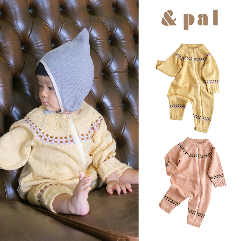 Little家现货 日本And Pal FW25秋冬儿童针织爬服连体衣