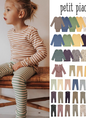 5件3折Little丹麦petit piao SS23春夏儿童条纹印花打底裤6m