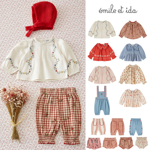 Little现货 法国emile et ida FW26秋冬女宝宝上衣花苞裤背带裤