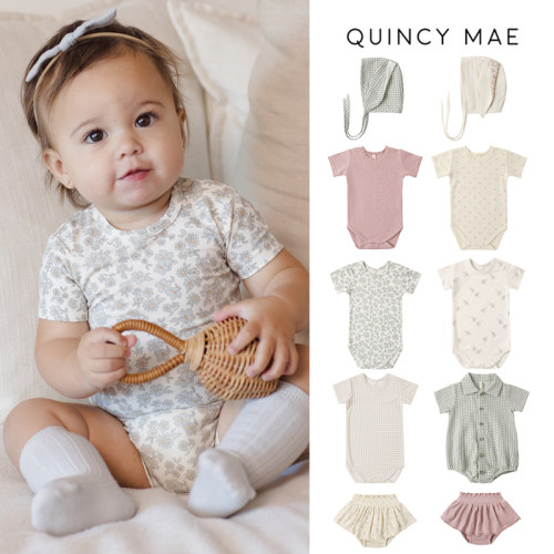 7Z 新色Lttle家 美国quincy mae SS26儿童polo领包屁衣花苞裤帽子