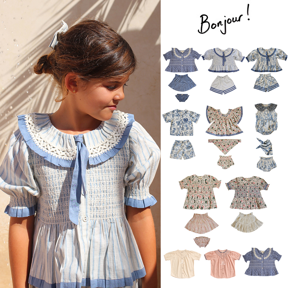 5Z Little现货 法国bonjour SS24儿童上衣包屁衣半裙连衣裙短裤