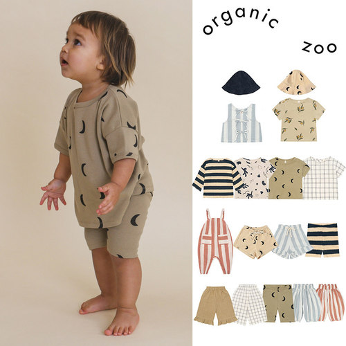 7Z Little现货 organic zoo SS25春夏儿童中性短袖T恤背带裤短裤