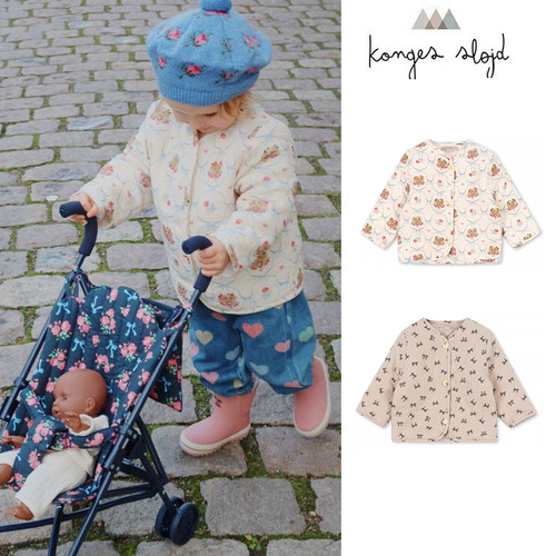 85Z Little丹麦Konges slojd FW25秋冬儿童女宝印花夹克外套保暖