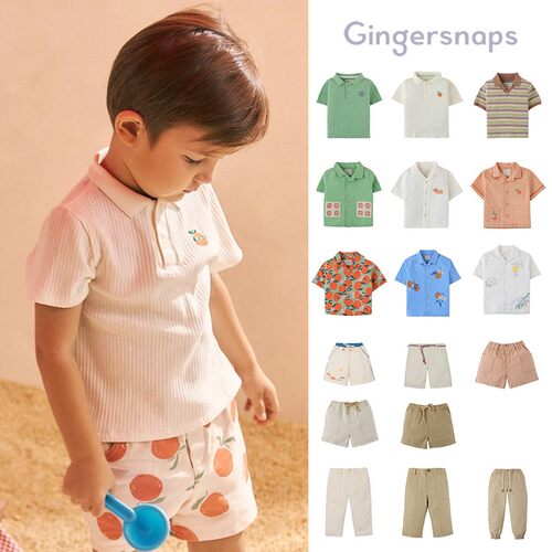 3件5折 Little现货 菲律宾gingersnaps SS25春夏男宝短袖衬衫短裤