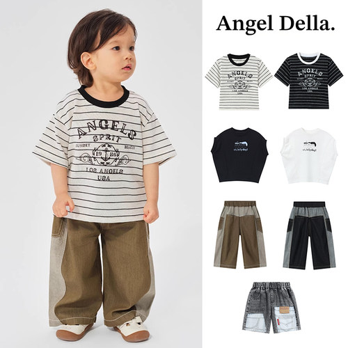 Little现货 日本Angel della SS26春夏中性儿童休闲T恤牛仔裤