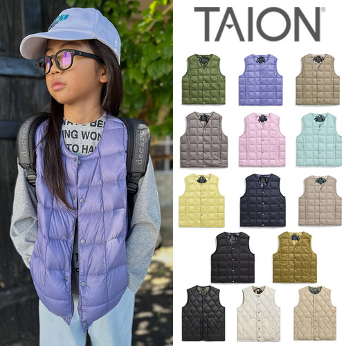 85Z Little日本TAION FW25秋冬儿童纯色内搭羽绒背心马甲亲子装