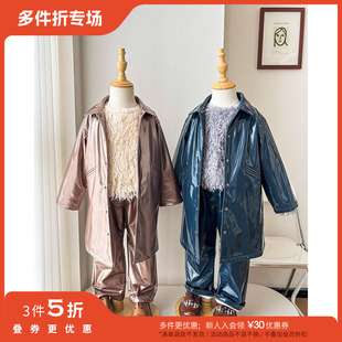 3件5折 Little现货 日本And Pal FW25儿童长款风衣外套夹克皮衣裤