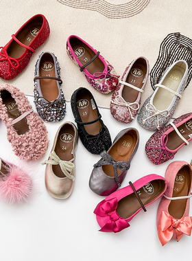 5Z 意大利pepe FW24女宝宝百搭芭蕾舞T字鞋可爱毛毛鞋