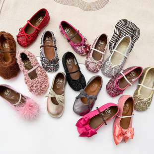 可爱毛毛鞋 FW24女宝宝百搭芭蕾舞T字鞋 意大利pepe