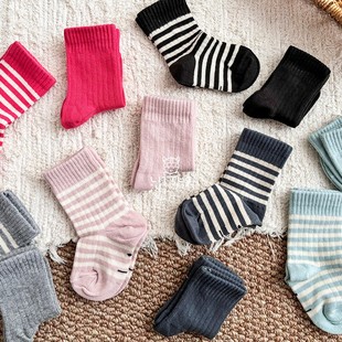 SS25儿童纯色袜子短袜长筒袜 label Little现货荷兰gray