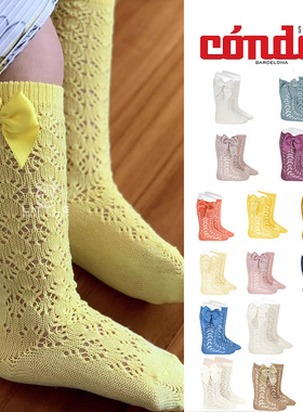 5件6折 little家 西班牙condor 儿童女宝宝镂空网眼袜蝴蝶