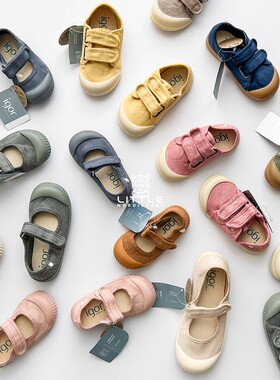 65Z断码特价Little现货西班牙IGOR SS25儿童宝宝魔术贴帆布鞋入园