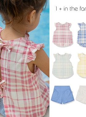 Little现货西班牙1+in the family SS26女宝宝小飞袖上衣短袖短裤