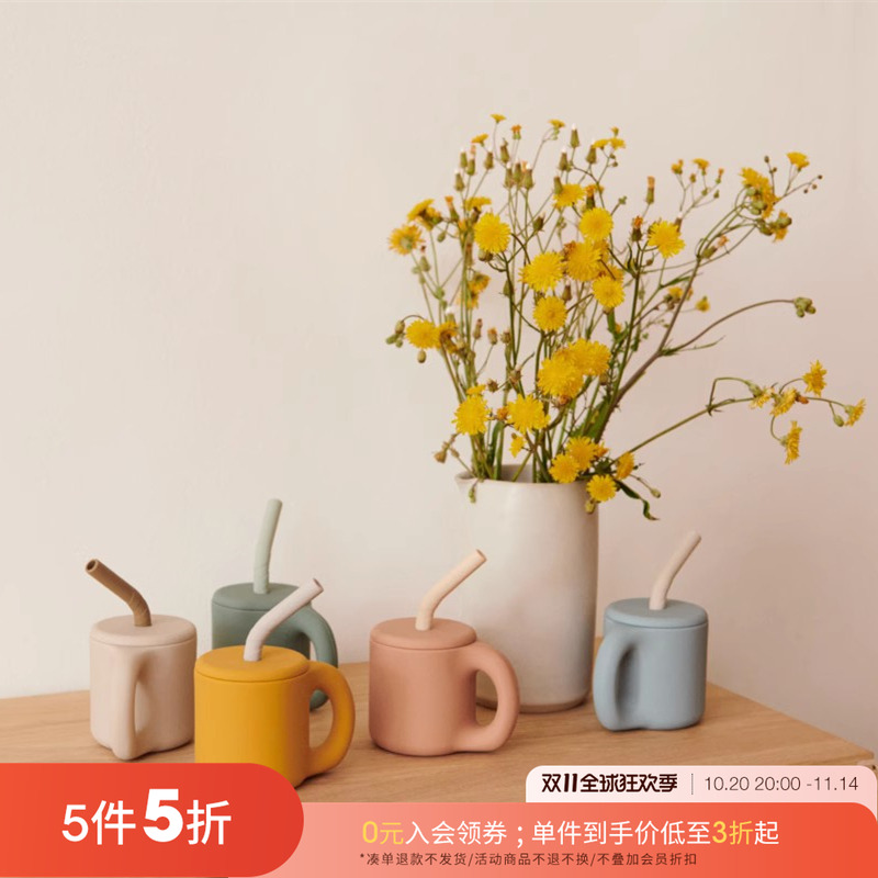 55 Little家丹麦 liewood FW23宝宝多功能手柄硅胶饮水杯吸管杯