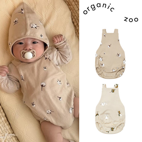 85Z Little现货英国Organic Zoo FW25宝宝有机棉背带裤花苞裤调节