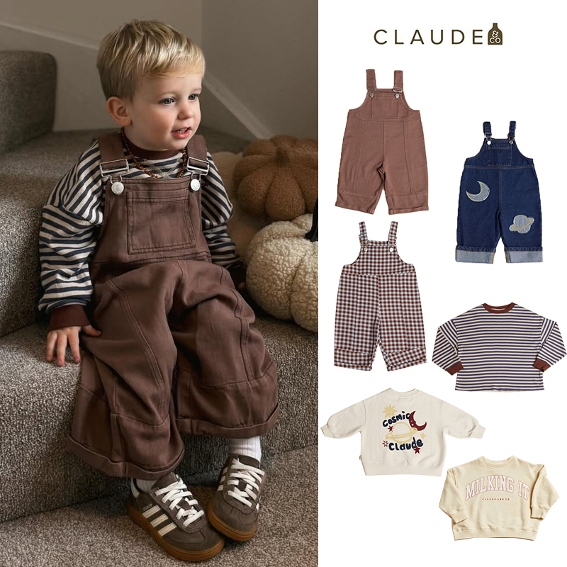 9Z Little家现货 英国Claude Co FW25秋冬儿童卫衣T恤牛仔背带裤