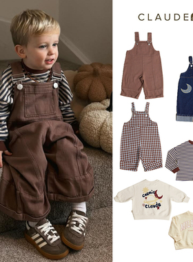 75Z Little家现货 英国Claude Co FW25儿童卫衣T恤牛仔背带裤
