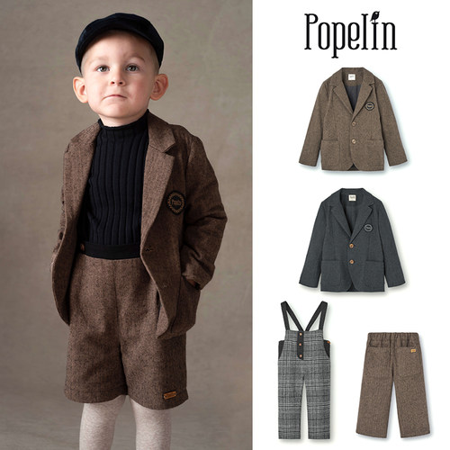 3件5折Little现货西班牙popelin FW25秋冬男宝西装外套长裤背带裤