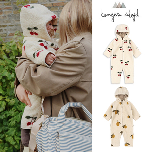 85Z现货Little丹麦Konges FW25新生儿宝宝摇粒绒连帽连体衣 Slojd