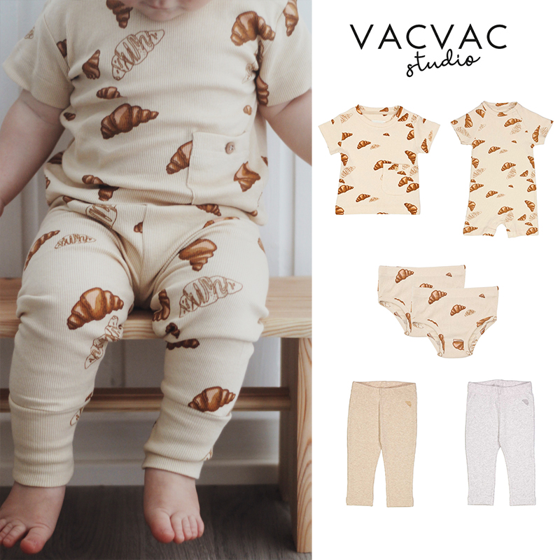 85Z Little家现货丹麦VACVAC SS25儿童宝宝短袖包屁衣上衣打底裤