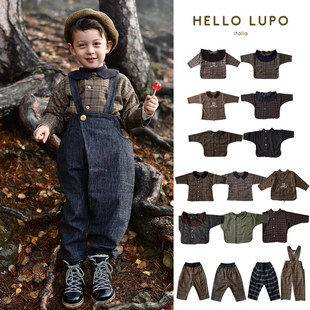 FW22秋冬中性儿童翻领衬衣背带裤 lupo Little意大利Hello