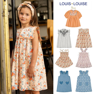 little现货 法国Louis louise SS26女童印花连衣裙吊带裙法式纯棉