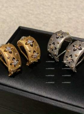 意大利手工拉丝宫廷风法式新耳环