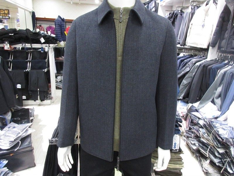 2023培罗蒙冬装新款 男深灰色双面呢翻领夹克 羽绒内胆 专柜83923