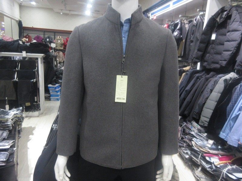 2023培罗蒙冬装新款男咖啡色立领鹅绒胆羊毛呢夹克 专柜正品83922