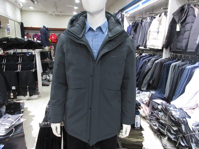 2023培罗蒙冬装新款男灰绿色中长款休闲连帽羽绒服 专柜正品23362