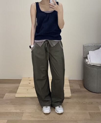 现货PREON自制春季新款翻边设计工装款宽松休闲长裤coy