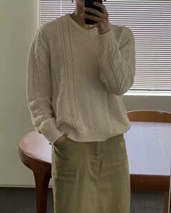 现货PREON工厂自制秋冬新款气质通勤百搭圆领麻花针织毛衣urbanic