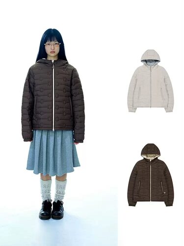现货PREON工厂自制冬季新款可爱休闲星星压印连帽拉链棉服外套coy