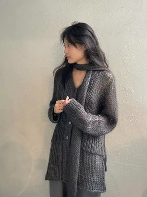 现PREON工厂自制秋冬新款高级松弛感松针毛衣开衫围巾背心monoha