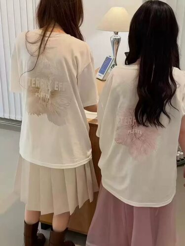 PREON自制宽松休闲圆领花卉印花短袖t恤fletta