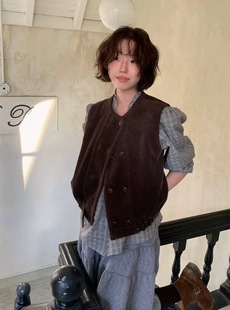 现货PREON工厂自制秋冬新款 英伦风双排扣马甲背心外套 via同款