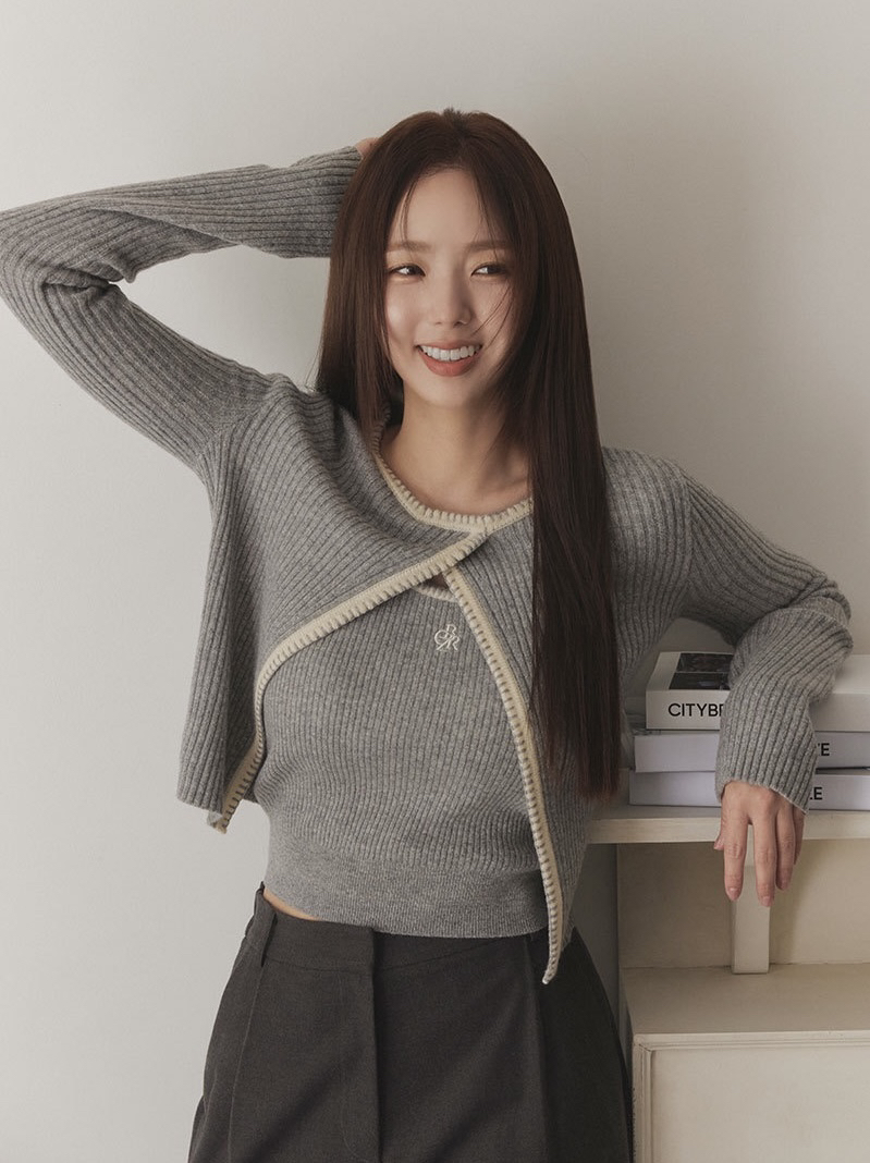 现PREON工厂自制春季新款蔡秀彬同款修身显瘦针织吊带开衫两件套