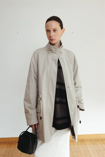 在制PREON工厂自制早春新款气质通勤简约立领抽带风衣外套monoha