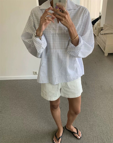 现货秒发PREON工厂自制夏季新款通勤宽松休闲长袖衬衣上衣NW同款