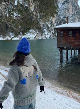 现货PREON工厂自制秋冬保暖翻领拉链厚实毛衣外套小马提花sienne