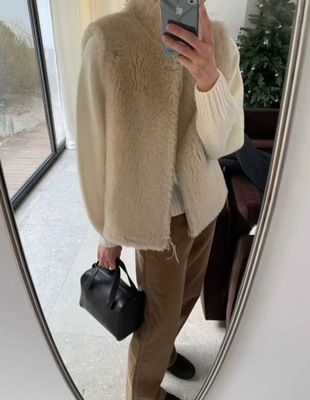 现货PREON工厂自制冬季新款简约通勤仿皮毛一体马甲外套NW同款