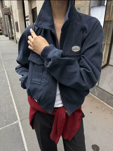 现货PREON工厂自制冬季新款复古水洗帅气短款休闲夹克外套八奶款