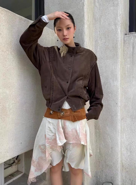 PREON工厂自制早春新款浪漫精美蕾丝松紧腰不规则半身裙verso同款